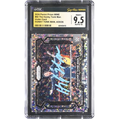 The Honky Tonk Man WWE Autographed 2024 Panini Prizm WWE #60 CGC Fanatics Witnessed Authenticated 9.5/10 Card