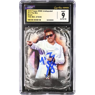 The Miz WWE Autographed 2015 Topps Undisputed Black #13 CGC Fanatics Witnessed Authenticated 9/10 Card