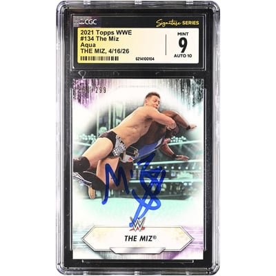 The Miz WWE Autographed 2021 Topps Aqua #134 #/299 CGC Fanatics Witnessed Authenticated 9/10 Card