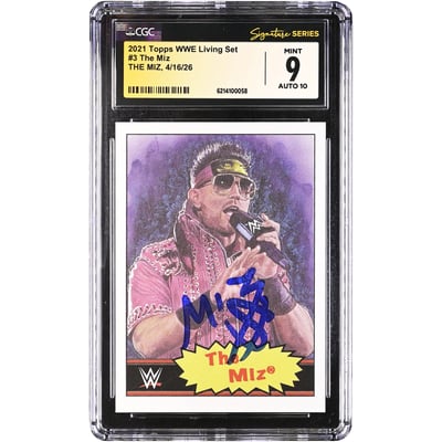 The Miz WWE Autographed 2021 Topps Living Set #3 CGC Fanatics Witnessed Authenticated 9/10 Card