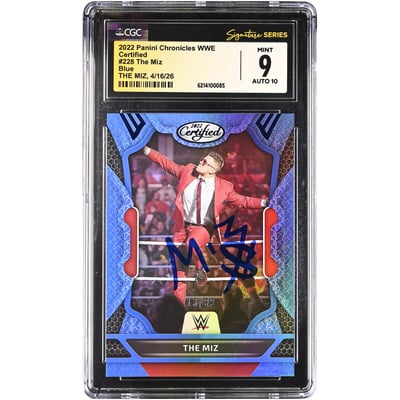 The Miz WWE Autographed 2022 Panini Chronicles Certified Blue #228 #/99 CGC Fanatics Witnessed Authenticated 9/10 Card