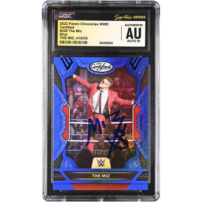 The Miz WWE Autographed 2022 Panini Chronicles Certified Blue #228 #/99 CGC Fanatics Witnessed Authenticated AUTO 10 Card