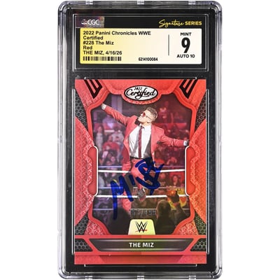 The Miz WWE Autographed 2022 Panini Chronicles Certified Red #228 #/199 CGC Fanatics Witnessed Authenticated 9/10 Card