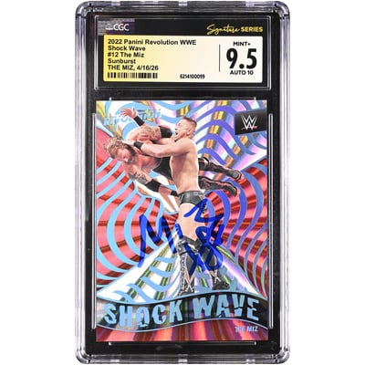 The Miz WWE Autographed 2022 Panini Revolution Shockwave Sunburst #12 #/99 CGC Fanatics Witnessed Authenticated 9.5/10 Card