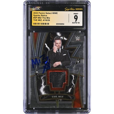The Miz WWE Autographed 2022 Panini Select Sparks Relics #SP-MIZ CGC Fanatics Witnessed Authenticated 9/10 Card