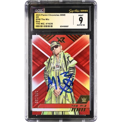 The Miz WWE Autographed 2023 Panini Chronicles XR Red #296 #/199 CGC Fanatics Witnessed Authenticated 9/10 Card