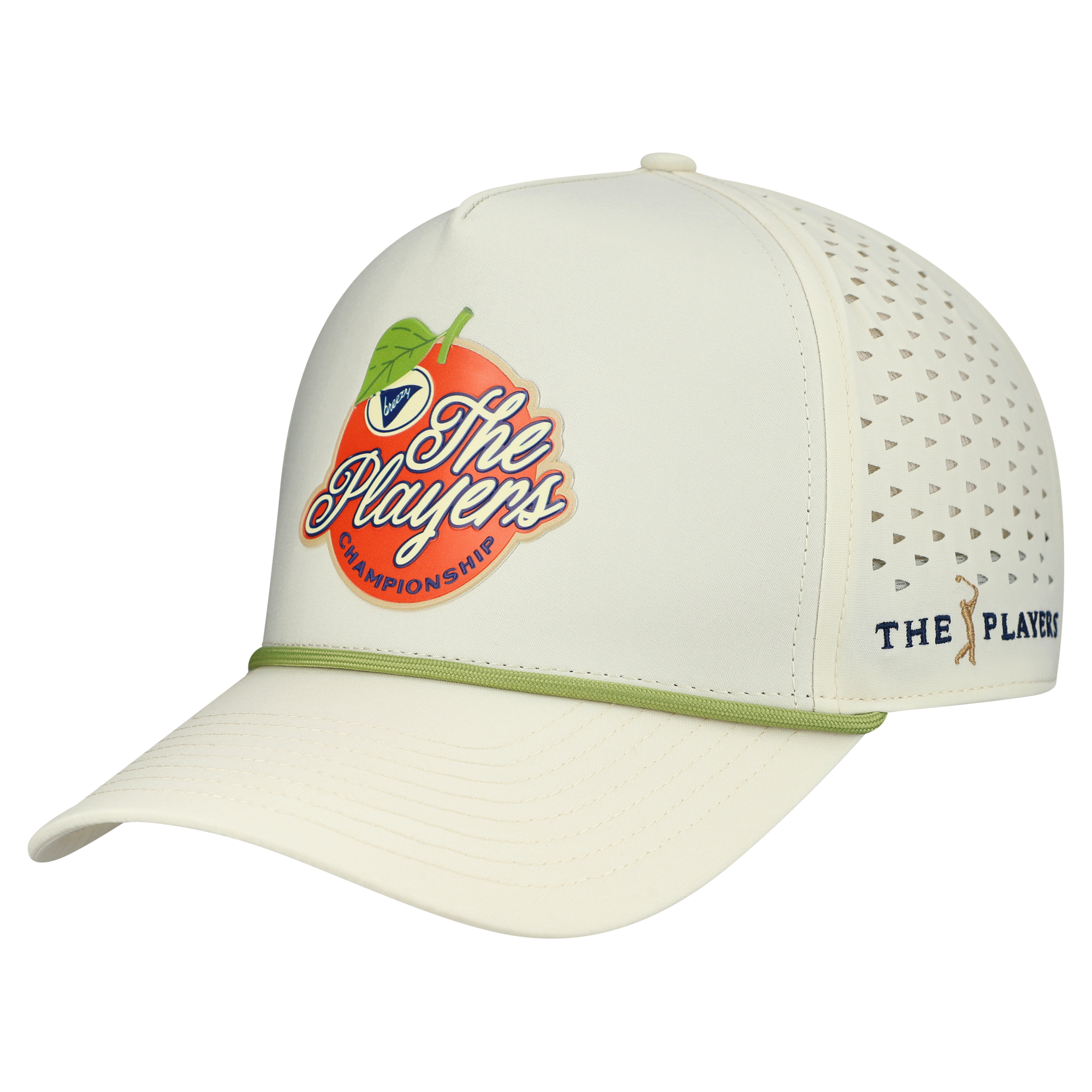 THE PLAYERS Breezy Golf Orange Performance Adjustable Hat - Cream
