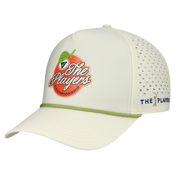 THE PLAYERS Breezy Golf Orange Performance Adjustable Hat - Cream