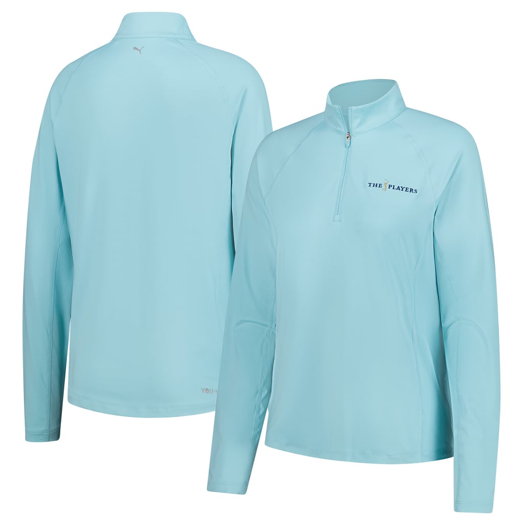  THE PLAYERS Puma Women's YOU-V Solid Quarter-Zip Pullover - Light Blue