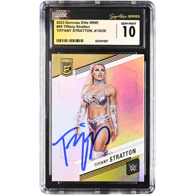 Tiffany Stratton WWE Autographed 2023 Donruss Elite WWE #99 CGC Fanatics Witnessed Authenticated GEM MINT 10 Card