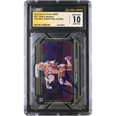 Tiffany Stratton WWE Autographed 2023 Panini Prizm WWE #51 CGC Fanatics Witnessed Authenticated 10/10 Card