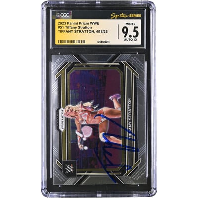 Tiffany Stratton WWE Autographed 2023 Panini Prizm WWE #51 CGC Fanatics Witnessed Authenticated 9.5/10 Card