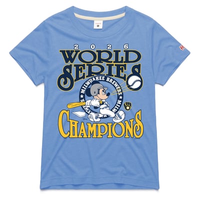 Milwaukee Brewers x Mickey Mouse Homage Toddler 2026 World Series Champions Tri-Blend T-Shirt - Light Blue