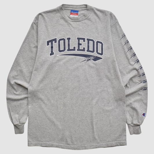 Toledo Rockets Champion 2000s Long Sleeve T-shirt - Heather Gray - S by Fanatics Real Vintage