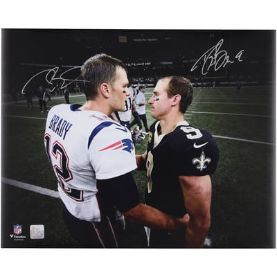 Tom Brady & Drew Brees Autographed Fanatics Authentic 16" x 20" Handshake Photograph