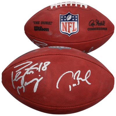 Tom Brady & Peyton Manning Autographed Fanatics Authentic Duke Full Color Football