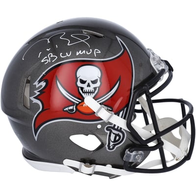Tom Brady Tampa Bay Buccaneers Fanatics Authentic Autographed Super Bowl LV Champions Riddell Speed Authentic Helmet with "LV MVP" Inscription