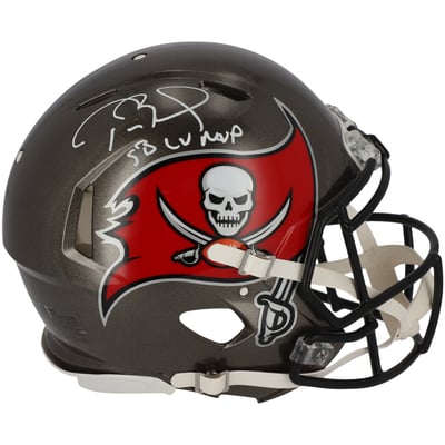 Tom Brady Tampa Bay Buccaneers Fanatics Authentic Autographed Super Bowl LV Champions Riddell Super Bowl LV Champions Speed Authentic Helmet with "LV MVP" Inscription