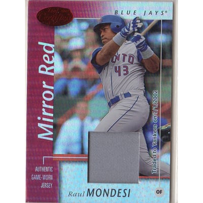 2002 Leaf Certified Mirror Red #87 Raul Mondesi Jsy