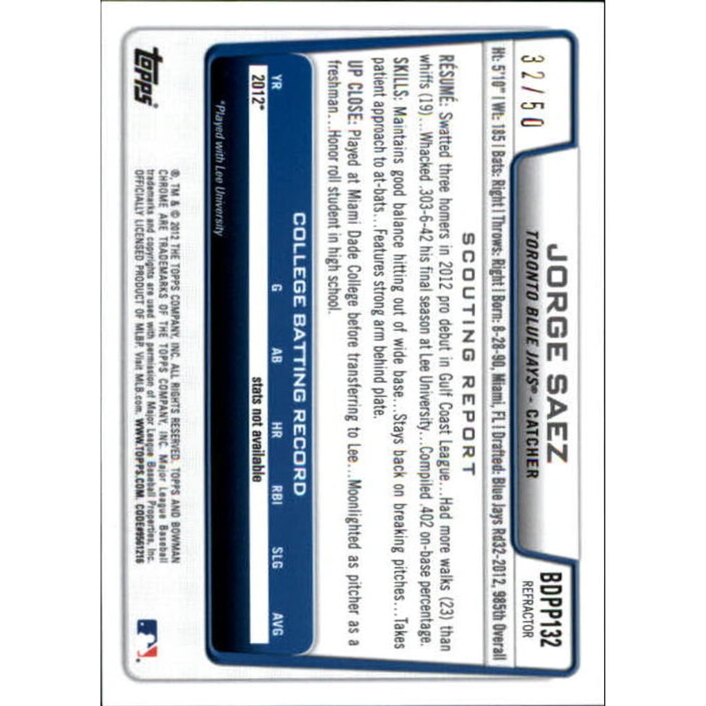2012 Bowman Chrome Draft Draft Picks Gold Refractors #BDPP132 Jorge Saez