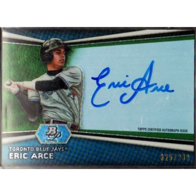 2012 Bowman Platinum Prospect Autographs Green Refractors #EA Eric Arce