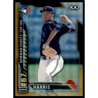 2016 Bowman Chrome Bowman Scouts Top 100 Gold Refractors #BTP67 Jon Harris