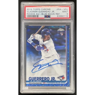 2019 Topps Chrome Rookie Blue Wave Vladimir Guerrero Jr. RC Auto /150 PSA 9