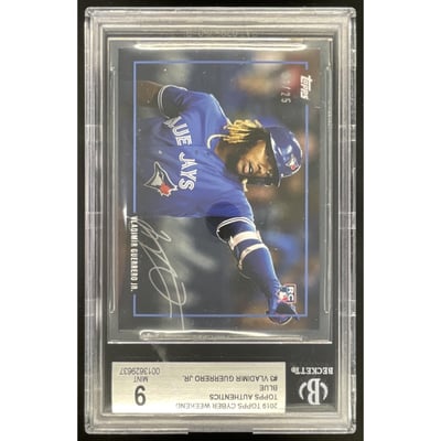 2019 Topps Cyber Weekend Authentic Blue Vladimir Guerrero Jr. RC Auto BGS Mint 9