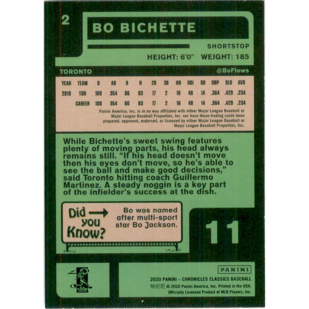 2020 Classics #2 Bo Bichette RC
