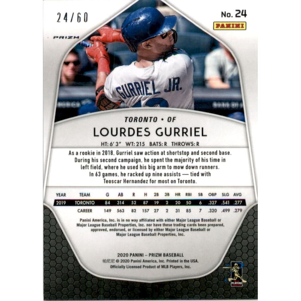 2020 Panini Prizm Prizms Blue Wave #24 Lourdes Gurriel