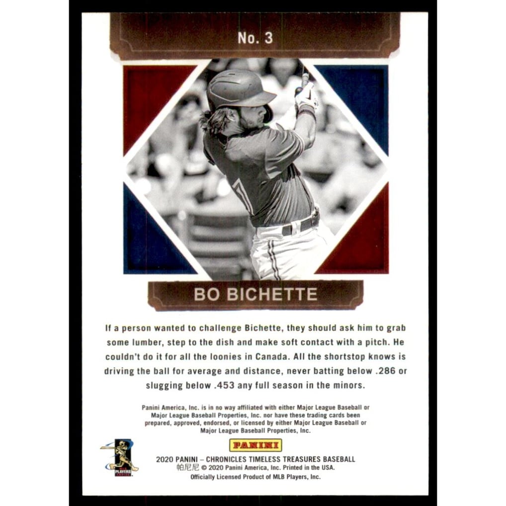 2020 Timeless Treasures #3 Bo Bichette RC