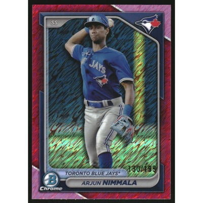2024 Bowman Chrome Prospects Fuchsia Shimmer Refractors #BCP199 Arjun Nimmala