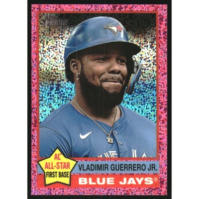 2025 Topps Heritage Chrome Pink Sparkle Refractors #165 Vladimir Guerrero Jr.