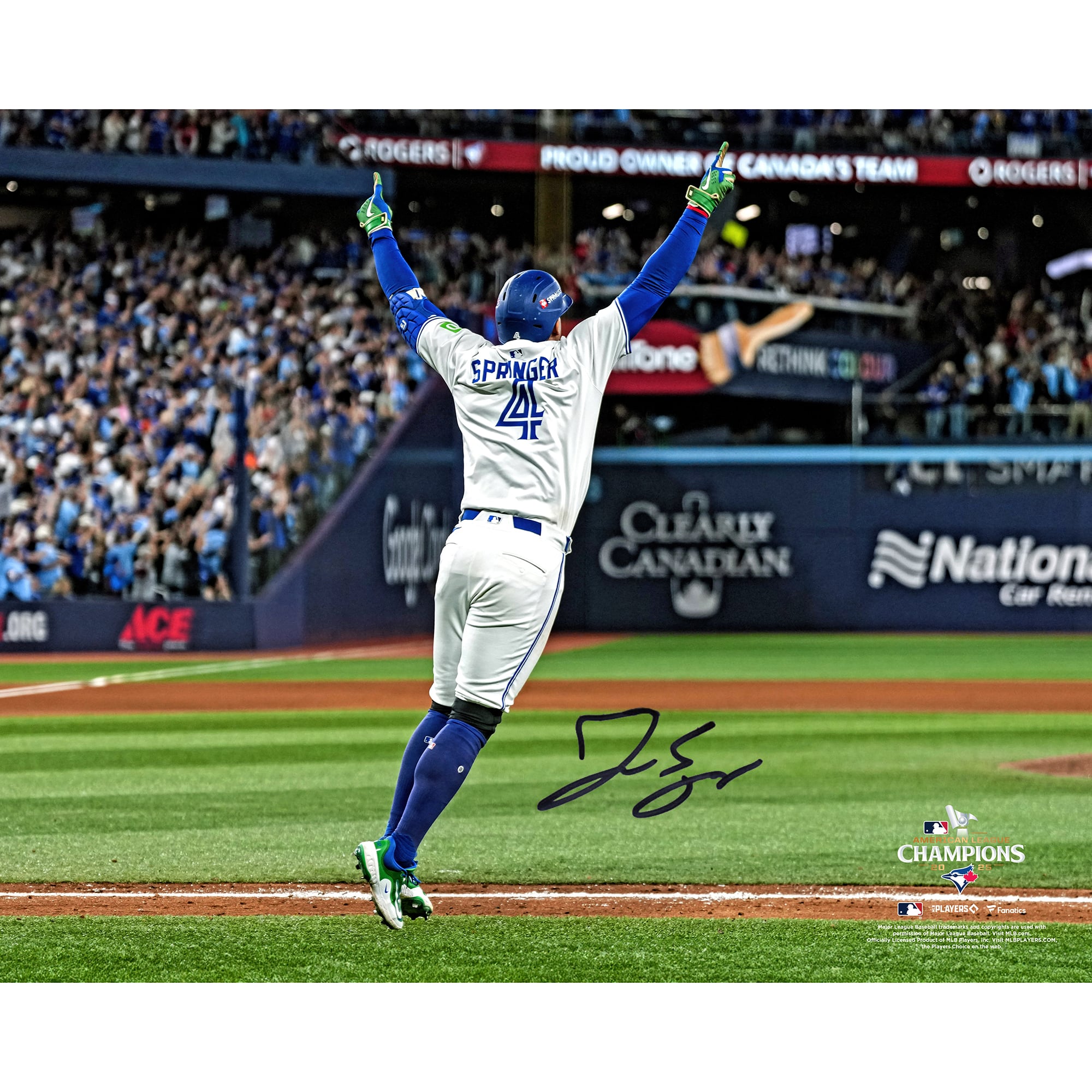 Springer Blue George Springer Toronto Blue Jays Autographed Fanatics Authentic 16