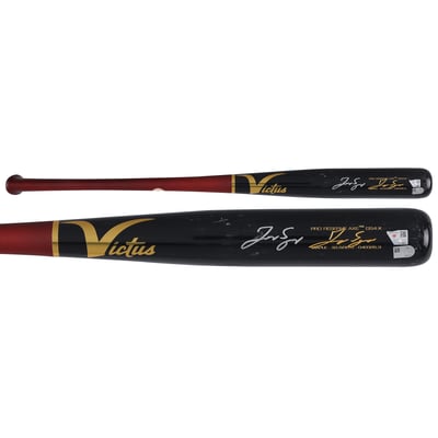 George Springer Toronto Blue Jays Autographed Fanatics Authentic Game-Used Black/Red Victus Bat from the 2025 MLB Season - NF70447565