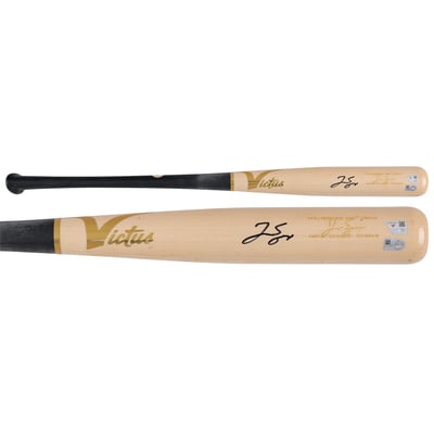 George Springer Toronto Blue Jays Autographed Fanatics Authentic Game-Used Tan/Black Victus Bat from the 2025 MLB Season - NF70447564