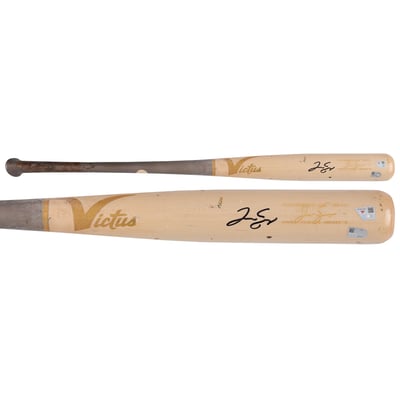 George Springer Toronto Blue Jays Autographed Fanatics Authentic Game-Used Tan/Gray Victus Bat from the 2025 MLB Season - NF70447561
