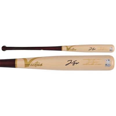 George Springer Toronto Blue Jays Autographed Fanatics Authentic Game-Used Tan/Red Victus Bat from the 2025 MLB Season - NF70447550