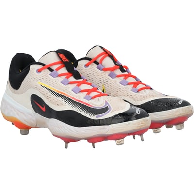George Springer Toronto Blue Jays Autographed Fanatics Authentic Game-Used White Nike Cleats from the 2025 MLB Season - NF70447583-84