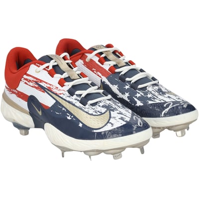 George Springer Toronto Blue Jays Autographed Fanatics Authentic Player-Issued Blue/Red Nike Cleats from the 2025 MLB Season