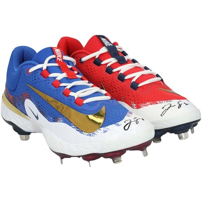 George Springer Toronto Blue Jays Autographed Fanatics Authentic Player-Issued Red/Blue Nike Cleats from the 2025 MLB Season
