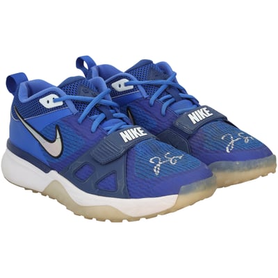 George Springer Toronto Blue Jays Autographed Fanatics Authentic Player-Worn Blue Nike Shoes from the 2025 MLB Season - NF70447591-92