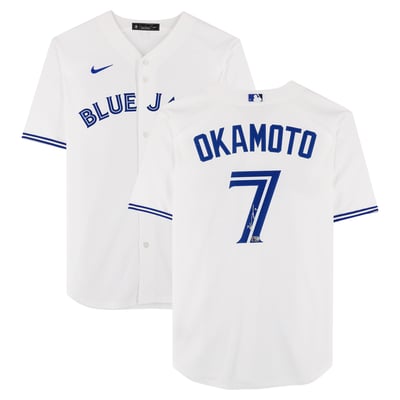 Kazuma Okamoto Toronto Blue Jays Autographed Fanatics Authentic White Nike Replica Jersey