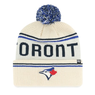 Toronto Blue Jays '47 Quattrle Cuffed Knit Hat with Pom - Natural