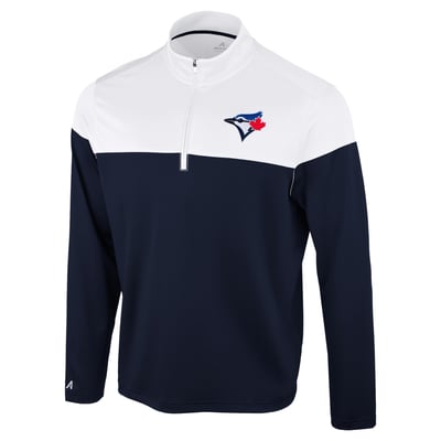 Toronto Blue Jays Antigua Hinder Quarter-Zip Pullover - Navy/White