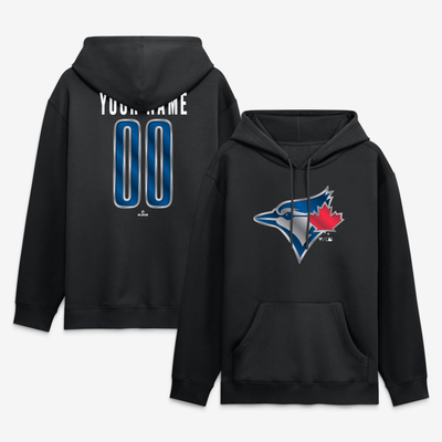 Toronto Blue Jays Big & Tall Forged Mascot Personalized Name & Number Hoodie - Black