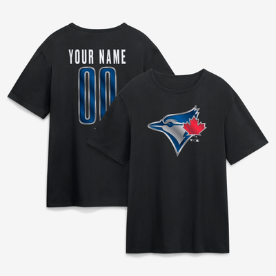 Toronto Blue Jays Big & Tall Forged Mascot Personalized Name & Number T-Shirt - Black