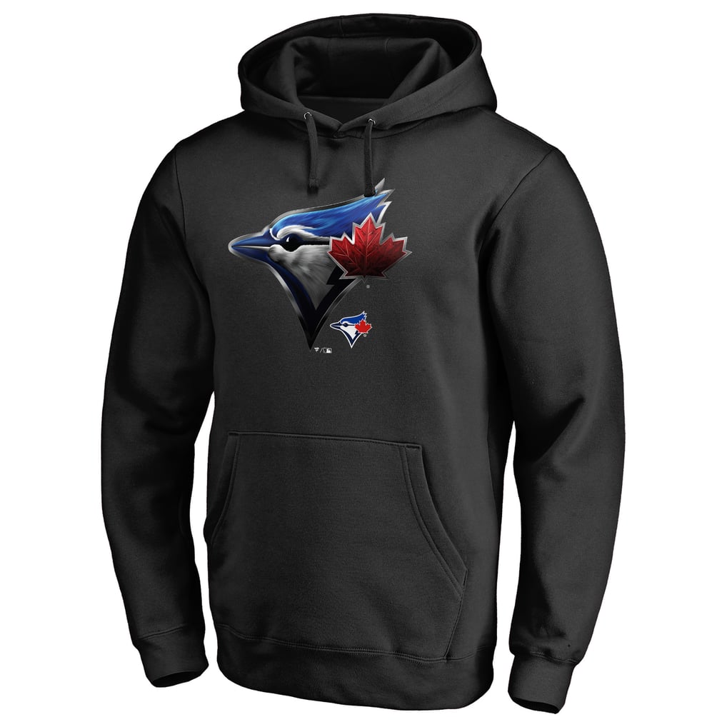 Men s Toronto Blue Jays Black Midnight Mascot Pullover Hoodie