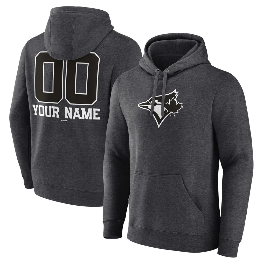 Toronto Blue Jays Personalized Monochrome Name & Number Pullover Hoodie - Charcoal