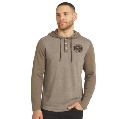 Toronto Blue Jays Darius Rucker Collection by Fanatics Knit Hooded Henley Long Sleeve T-Shirt - Tan/Brown